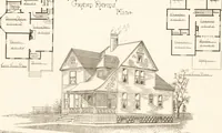 An illustration from Artistic dwellings : giving views, floor plans and estimates of cost of many house and cottage designs, costing from $600 up, designed and selected with especial reference to economy in building and convenience of arrangement (1893)