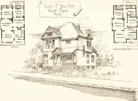 An illustration from Artistic dwellings : giving views, floor plans and estimates of cost of many house and cottage designs, costing from $600 up, designed and selected with especial reference to economy in building and convenience of arrangement (1893)