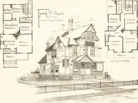 An illustration from Artistic dwellings : giving views, floor plans and estimates of cost of many house and cottage designs, costing from $600 up, designed and selected with especial reference to economy in building and convenience of arrangement (1893)