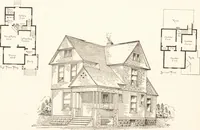 An illustration from Artistic dwellings : giving views, floor plans and estimates of cost of many house and cottage designs, costing from $600 up, designed and selected with especial reference to economy in building and convenience of arrangement (1893)