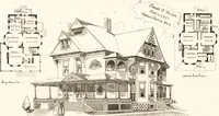 An illustration from Artistic dwellings : giving views, floor plans and estimates of cost of many house and cottage designs, costing from $600 up, designed and selected with especial reference to economy in building and convenience of arrangement (1893)