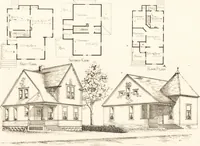An illustration from Artistic dwellings : giving views, floor plans and estimates of cost of many house and cottage designs, costing from $600 up, designed and selected with especial reference to economy in building and convenience of arrangement (1893)
