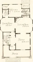 An illustration from Artistic dwellings : giving views, floor plans and estimates of cost of many house and cottage designs, costing from $600 up, designed and selected with especial reference to economy in building and convenience of arrangement (1893)