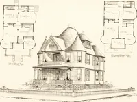 An illustration from Artistic dwellings : giving views, floor plans and estimates of cost of many house and cottage designs, costing from $600 up, designed and selected with especial reference to economy in building and convenience of arrangement (1893)