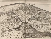 An illustration from Athanasii Kircheri è Soc. Jesu Latium, id est, Nova & parallela Latii tum veteris tum novi descriptio : qua quaecunque vel natura, vel veterum Romanorum ingenium admiranda effecit, geographico-historico-physico ratiocinio, juxta rerum gestarum, temporumque seriem exponitur & enucleatur (1671)