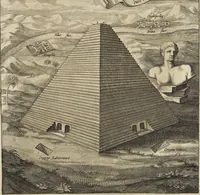 An illustration from Athanasii Kircheri e Soc. Jesu Turris Babel, sive, Archontologia qua primo priscorum post diluvium hominum vita, mores rerumque gestarum magnitudo, secundo Turris fabrica civitatumque extructio, confusio linguarum, & inde gentium transmigrationis, cum principalium inde enatorum idiomatum historiia, multiplici eruditione describunter & explicantur (1679)