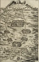 An illustration from Athanasii Kircheri e Soc. Jesu Turris Babel, sive, Archontologia qua primo priscorum post diluvium hominum vita, mores rerumque gestarum magnitudo, secundo Turris fabrica civitatumque extructio, confusio linguarum, & inde gentium transmigrationis, cum principalium inde enatorum idiomatum historiia, multiplici eruditione describunter & explicantur (1679)