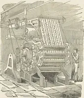 An illustration from Dyeing and calico printing : including an account of the most recent improvements in the manufacture and use of aniline colours : illustrated with wood engravings and numerous specimens of printed and dyed fabrics (1876)