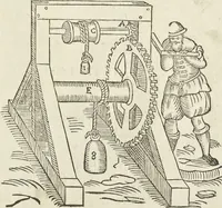 An illustration from Les raisons des forces mouuantes auec diuerses machines tant vtilles que plaisantes aus quelles sont adioints plusieurs desseings de grotes et fontaines (1615)