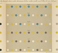An illustration from De la loi du contraste simultané des couleurs et de l'assortiment des objets colorés : considéré d'après cette loi dans ses rapports avec la peinture, les tapisseries des gobelins, les tapisseries de Beauvais pour meubles, les tapis, la mosaique, les vitraux colorés, l'impression des étoffes, l'imprimerie, l'enluminure, la decoration des édifices, l'habillement et l'horticulture (1889)