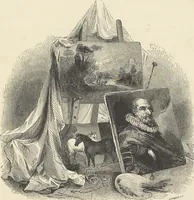 An illustration from The art of painting portraits, landscapes, animals, draperies, satins, &c. in oil colours : practically explained by coloured palettes : with an appendix on cleaning and restoring ancient paintings on panel or canvas (1840)