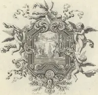 An illustration from Biblisches Engel- u. Kunst Werck : alles das jenige, was in Heiliger Göttlicher Schrifft Altes und Neuen Testaments von den heiligen Engeln Gottes ... zu finden ist ... : mit Fleiss zusammen getragen, in Kupffer gestochen und verlegt (1705)