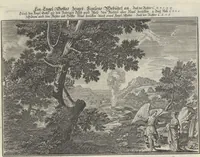 An illustration from Biblisches Engel- u. Kunst Werck : alles das jenige, was in Heiliger Göttlicher Schrifft Altes und Neuen Testaments von den heiligen Engeln Gottes ... zu finden ist ... : mit Fleiss zusammen getragen, in Kupffer gestochen und verlegt (1705)