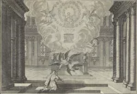 An illustration from Biblisches Engel- u. Kunst Werck : alles das jenige, was in Heiliger Göttlicher Schrifft Altes und Neuen Testaments von den heiligen Engeln Gottes ... zu finden ist ... : mit Fleiss zusammen getragen, in Kupffer gestochen und verlegt (1705)