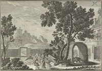 An illustration from Biblisches Engel- u. Kunst Werck : alles das jenige, was in Heiliger Göttlicher Schrifft Altes und Neuen Testaments von den heiligen Engeln Gottes ... zu finden ist ... : mit Fleiss zusammen getragen, in Kupffer gestochen und verlegt (1705)