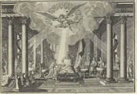 An illustration from Biblisches Engel- u. Kunst Werck : alles das jenige, was in Heiliger Göttlicher Schrifft Altes und Neuen Testaments von den heiligen Engeln Gottes ... zu finden ist ... : mit Fleiss zusammen getragen, in Kupffer gestochen und verlegt (1705)