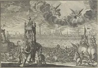 An illustration from Biblisches Engel- u. Kunst Werck : alles das jenige, was in Heiliger Göttlicher Schrifft Altes und Neuen Testaments von den heiligen Engeln Gottes ... zu finden ist ... : mit Fleiss zusammen getragen, in Kupffer gestochen und verlegt (1705)