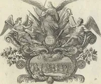 An illustration from Biblisches Engel- u. Kunst Werck : alles das jenige, was in Heiliger Göttlicher Schrifft Altes und Neuen Testaments von den heiligen Engeln Gottes ... zu finden ist ... : mit Fleiss zusammen getragen, in Kupffer gestochen und verlegt (1705)