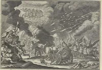 An illustration from Biblisches Engel- u. Kunst Werck : alles das jenige, was in Heiliger Göttlicher Schrifft Altes und Neuen Testaments von den heiligen Engeln Gottes ... zu finden ist ... : mit Fleiss zusammen getragen, in Kupffer gestochen und verlegt (1705)