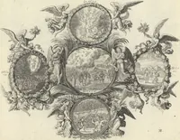 An illustration from Biblisches Engel- u. Kunst Werck : alles das jenige, was in Heiliger Göttlicher Schrifft Altes und Neuen Testaments von den heiligen Engeln Gottes ... zu finden ist ... : mit Fleiss zusammen getragen, in Kupffer gestochen und verlegt (1705)