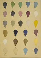 An illustration from Le mélange des couleurs enseigné par l'exemple : leçons données sur les fac-similés des oeuvres et des palettes : orangé, bleu, jaune, violet, rouge, vert, blanc (1900)