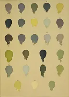 An illustration from Le mélange des couleurs enseigné par l'exemple : leçons données sur les fac-similés des oeuvres et des palettes : orangé, bleu, jaune, violet, rouge, vert, blanc (1900)