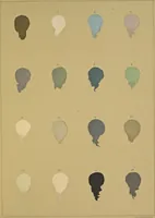 An illustration from Le mélange des couleurs enseigné par l'exemple : leçons données sur les fac-similés des oeuvres et des palettes : orangé, bleu, jaune, violet, rouge, vert, blanc (1900)