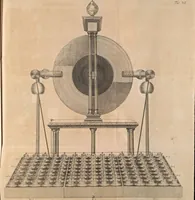 An illustration from Beschreibung einer ungemein grossen Elektrisier-Maschine : und der damit im Teylerschen Museum zu Haarlem angestelten Versuche (1786)