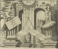 An illustration from Oculus artificialis teledioptricus, sive, Telescopium : ex abditis rerum naturalium & artificialium principiis protractum novâ methodo, eâque solidâ explicatum ac comprimis è triplici fundamento physico seu naturali, mathematico dioptrico et mechanico, seu practico stabilitum ... (1685)