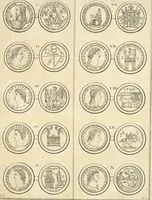 An illustration from Le cabinet de la Bibliotheque de Sainte Genevieve : divisé en deux parties : contenant les antiquitez de la réligion des chrétiens, des Egyptiens, & des Romains; des tombeaux, des poids & des médailles; de monnoyes, des pierres antiques gravées, & des mineraux ... (1692)