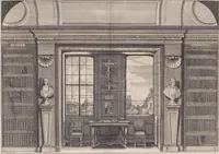 An illustration from Le cabinet de la Bibliotheque de Sainte Genevieve : divisé en deux parties : contenant les antiquitez de la réligion des chrétiens, des Egyptiens, & des Romains; des tombeaux, des poids & des médailles; de monnoyes, des pierres antiques gravées, & des mineraux ... (1692)