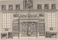 An illustration from Le cabinet de la Bibliotheque de Sainte Genevieve : divisé en deux parties : contenant les antiquitez de la réligion des chrétiens, des Egyptiens, & des Romains; des tombeaux, des poids & des médailles; de monnoyes, des pierres antiques gravées, & des mineraux ... (1692)