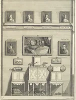 An illustration from Le cabinet de la Bibliotheque de Sainte Genevieve : divisé en deux parties : contenant les antiquitez de la réligion des chrétiens, des Egyptiens, & des Romains; des tombeaux, des poids & des médailles; de monnoyes, des pierres antiques gravées, & des mineraux ... (1692)