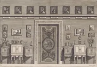 An illustration from Le cabinet de la Bibliotheque de Sainte Genevieve : divisé en deux parties : contenant les antiquitez de la réligion des chrétiens, des Egyptiens, & des Romains; des tombeaux, des poids & des médailles; de monnoyes, des pierres antiques gravées, & des mineraux ... (1692)