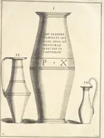 An illustration from Le cabinet de la Bibliotheque de Sainte Genevieve : divisé en deux parties : contenant les antiquitez de la réligion des chrétiens, des Egyptiens, & des Romains; des tombeaux, des poids & des médailles; de monnoyes, des pierres antiques gravées, & des mineraux ... (1692)