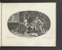An illustration from Le Cabinet des Beaux Arts, ou, Recueil d'estampes gravés d'après les tableaux d'un plafond ou les beaux arts sont representées : avec explication de ces mêmes tableaux (1690)