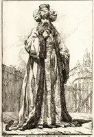 An illustration from Caravanne du sultan ala Mecque : mascarade turque donnée a Rome par Messieurs les pensionnaires de l'Academie de France et leurs amis au Carnaval de l'année 1748 : dediée à messire Iean Francois de Troy, ecuïer, conseiller sécrétaire du Roi, chevalier de l'Ordre de S. Michel, directeur de l'Academie roïale de France a Rome, ancien Recteur de celle de Paris, et ancien Prince de l'Academie de S. Luc de Rome &c ... (1749)
