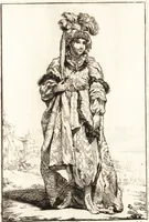 An illustration from Caravanne du sultan ala Mecque : mascarade turque donnée a Rome par Messieurs les pensionnaires de l'Academie de France et leurs amis au Carnaval de l'année 1748 : dediée à messire Iean Francois de Troy, ecuïer, conseiller sécrétaire du Roi, chevalier de l'Ordre de S. Michel, directeur de l'Academie roïale de France a Rome, ancien Recteur de celle de Paris, et ancien Prince de l'Academie de S. Luc de Rome &c ... (1749)