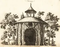Picture 59 of 98 from Chinese architecture, civil and ornamental. Being a large collection of the most elegant and useful designs of plans and elevations, &c. from the imperial retreat to the smallest ornamental building in China. Likewise their marine subjects. The whole to adorn gardens, parks, forests, woods, canals, &c. .. (1759), leaf 104