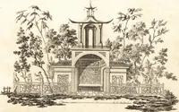 Picture 5 of 98 from Chinese architecture, civil and ornamental. Being a large collection of the most elegant and useful designs of plans and elevations, &c. from the imperial retreat to the smallest ornamental building in China. Likewise their marine subjects. The whole to adorn gardens, parks, forests, woods, canals, &c. .. (1759), leaf 16