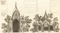 Picture 54 of 98 from Chinese architecture, civil and ornamental. Being a large collection of the most elegant and useful designs of plans and elevations, &c. from the imperial retreat to the smallest ornamental building in China. Likewise their marine subjects. The whole to adorn gardens, parks, forests, woods, canals, &c. .. (1759), leaf 94