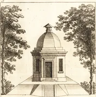 An illustration from The country gentleman's pocket companion, and builder's assistant, for rural decorative architecture : containing, thirty-two new designs, plans and elevations of alcoves, floats, temples, summer-houses, lodges, huts, grotto's, &c. in the Augustine, Gothick and Chinese taste, with proper directions annexed : also the exact estimate of their several amounts, which are from twenty-five to one hundred pounds, and most of them portable : correctly engraved on twenty-five copper plates (1753)