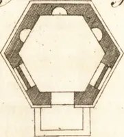 An illustration from The country gentleman's pocket companion, and builder's assistant, for rural decorative architecture : containing, thirty-two new designs, plans and elevations of alcoves, floats, temples, summer-houses, lodges, huts, grotto's, &c. in the Augustine, Gothick and Chinese taste, with proper directions annexed : also the exact estimate of their several amounts, which are from twenty-five to one hundred pounds, and most of them portable : correctly engraved on twenty-five copper plates (1753)