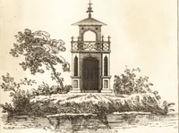 An illustration from The country gentleman's pocket companion, and builder's assistant, for rural decorative architecture : containing, thirty-two new designs, plans and elevations of alcoves, floats, temples, summer-houses, lodges, huts, grotto's, &c. in the Augustine, Gothick and Chinese taste, with proper directions annexed : also the exact estimate of their several amounts, which are from twenty-five to one hundred pounds, and most of them portable : correctly engraved on twenty-five copper plates (1753)
