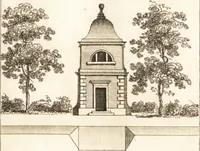 An illustration from The country gentleman's pocket companion, and builder's assistant, for rural decorative architecture : containing, thirty-two new designs, plans and elevations of alcoves, floats, temples, summer-houses, lodges, huts, grotto's, &c. in the Augustine, Gothick and Chinese taste, with proper directions annexed : also the exact estimate of their several amounts, which are from twenty-five to one hundred pounds, and most of them portable : correctly engraved on twenty-five copper plates (1753)