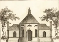 An illustration from The country gentleman's pocket companion, and builder's assistant, for rural decorative architecture : containing, thirty-two new designs, plans and elevations of alcoves, floats, temples, summer-houses, lodges, huts, grotto's, &c. in the Augustine, Gothick and Chinese taste, with proper directions annexed : also the exact estimate of their several amounts, which are from twenty-five to one hundred pounds, and most of them portable : correctly engraved on twenty-five copper plates (1753)