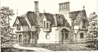 An illustration from Designs for parsonage houses, alms houses, etc., etc. : with examples of gables, and other curious remains of old English architecture (1827)