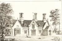 An illustration from Designs for parsonage houses, alms houses, etc., etc. : with examples of gables, and other curious remains of old English architecture (1827)