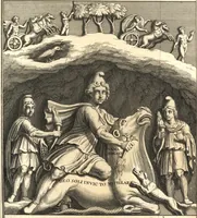 An illustration from Explication de divers monumens singuliers, qui ont rapport a la religion des plus anciens peuples : avec l'examen de la derniere edition des ouvrages de S. Jerôme, & un traité sur l'astrologie judiciaire : ouvrage enrichi de figures en taille-douce (1739)