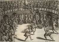 An illustration from Hieronymi Mercurialis Foroliviensis De arte gymnastica libri sex : in quibus exercitationum omnium vetustarum genera, loca, modi, facultates, & quidquid denique ad corporis humani exercitationes pertinet diligenter explicatur (1672)
